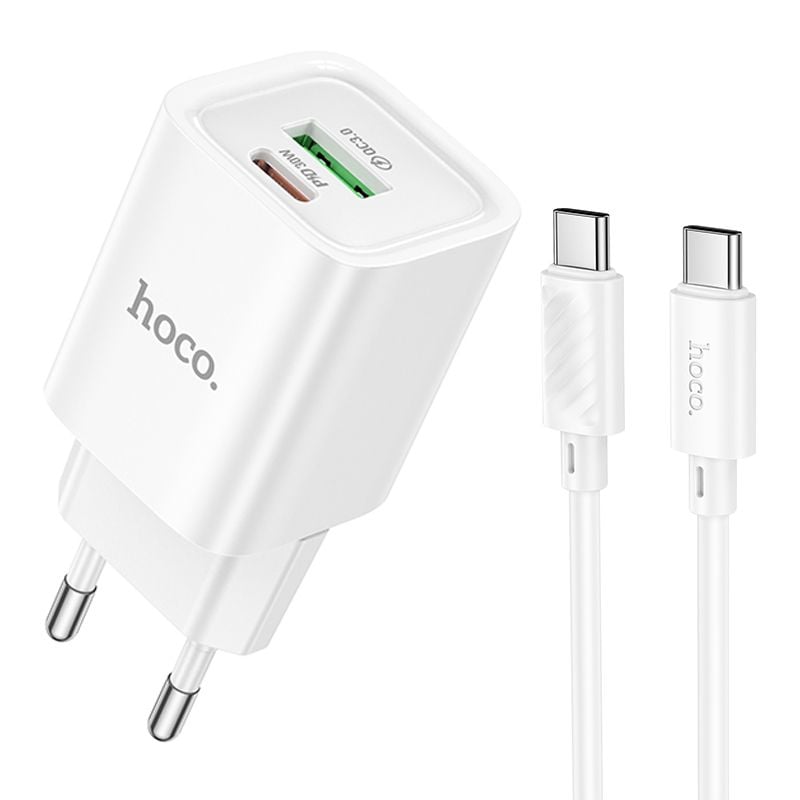 Set Adaptor HOCO C149A si Cablu Type-C, Compatibil iPhone 15/16 si Android, Incarcare rapida 30W, Alb Engros