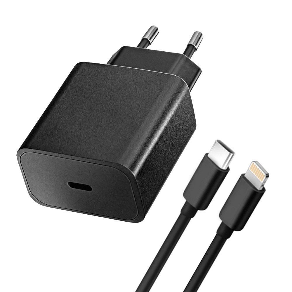 Set Incarcator Type-C + Cablu Lightning, QC4.0, 3A, 20W, TFB-TC-20WPD, Negru Engros