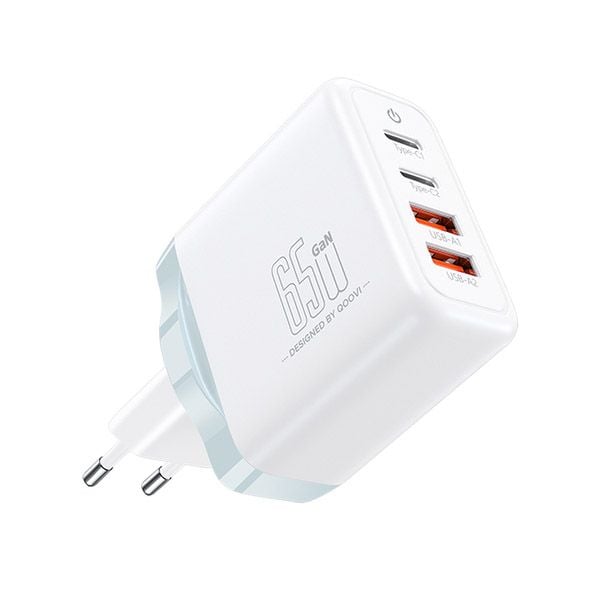 Incarcator Priza 4 in 1, QOOVI, Fast Charge 65W, Multifunctional, Alb Engros