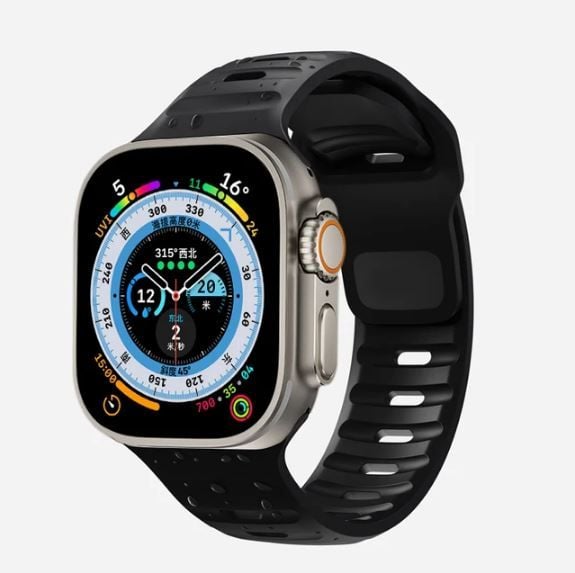 Curea Athlete Fit, Sport, pentru Apple Watch, Ajustabila, Antisoc, Silicon, Negru - 44/45/46/49 mm Engros
