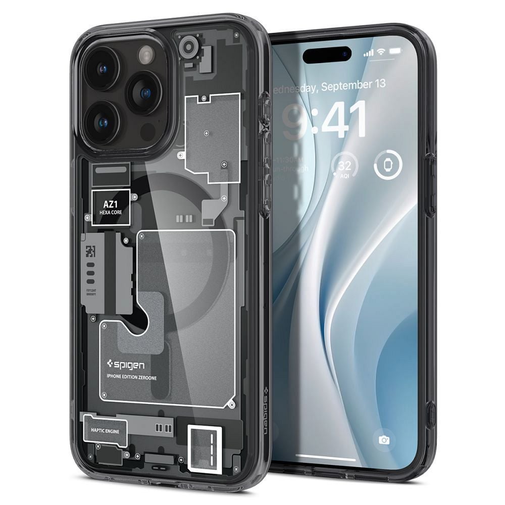 Husa Compatibila cu iPhone 15 Pro Max, Spigen Ultra Hybrid, MagSafe, Zero One, Negru Engros