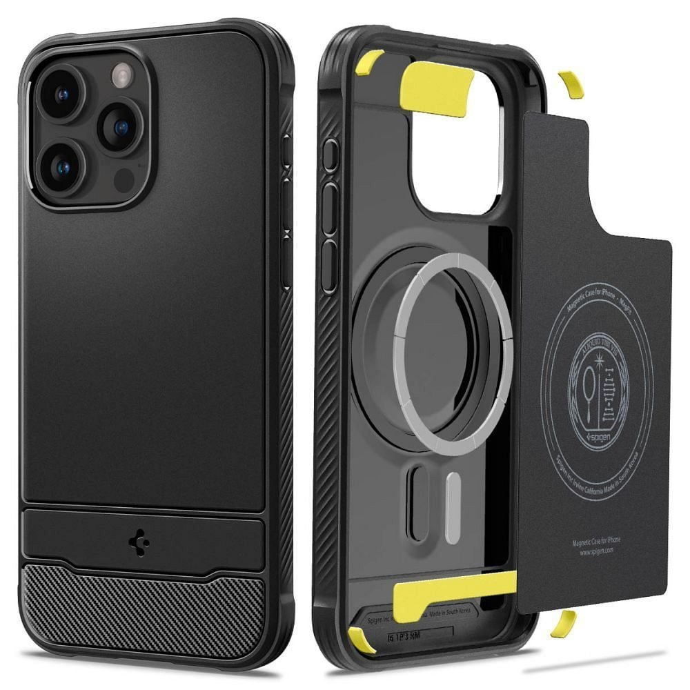 Husa Compatibila cu iPhone 15 Pro, Spigen Rugged Armor MagSafe, Black Engros