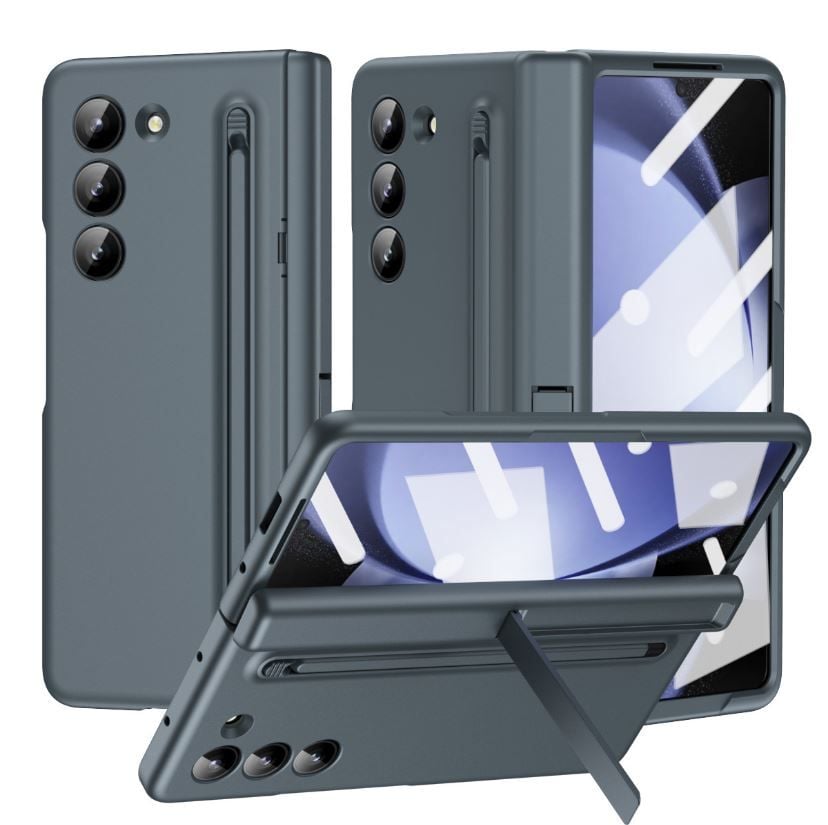 Husa cu Suport si Pix Stylus, Protectie ecran, Compatibila cu Samsung Galaxy Z Fold 4, Antisoc, Verde inchis Engros