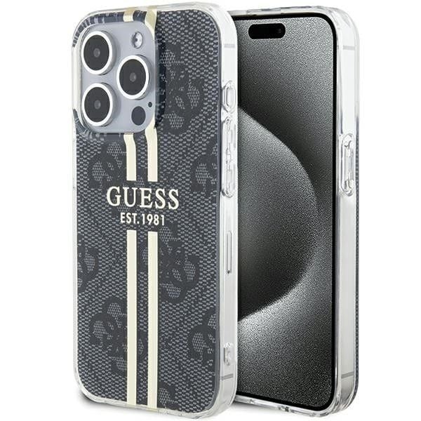 Husa Guess pentru iPhone 15 Pro Max, Gold Stripe, Negru Engros