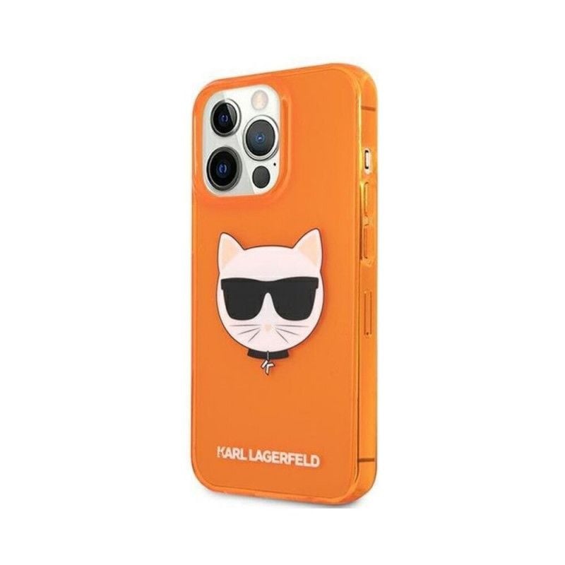 Husa Karl Lagerfeld Choupette Head, Compatibila cu iPhone 13 Pro, Silicon, Portocaliu Engros