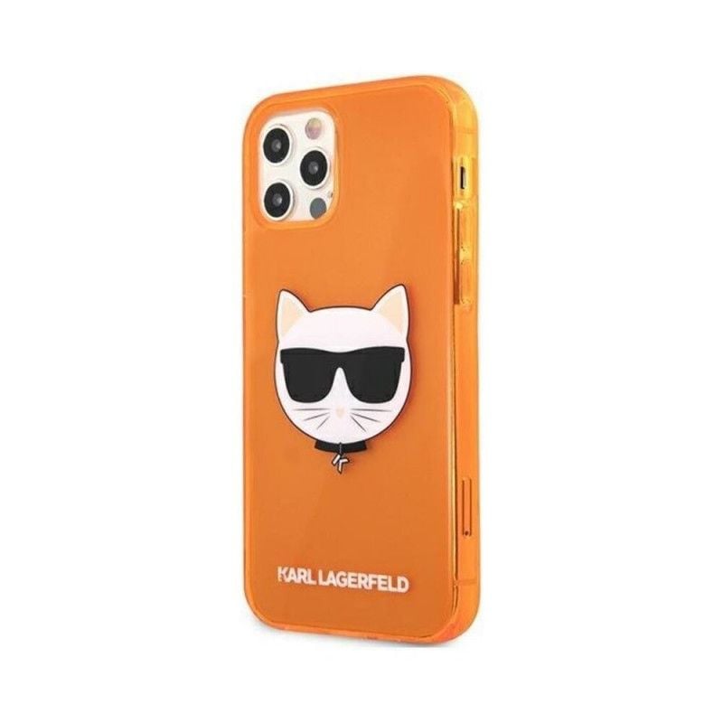 Husa Karl Lagerfeld Choupette Head, Compatibila cu iPhone 12/12 Pro, Silicon, Portocaliu Engros