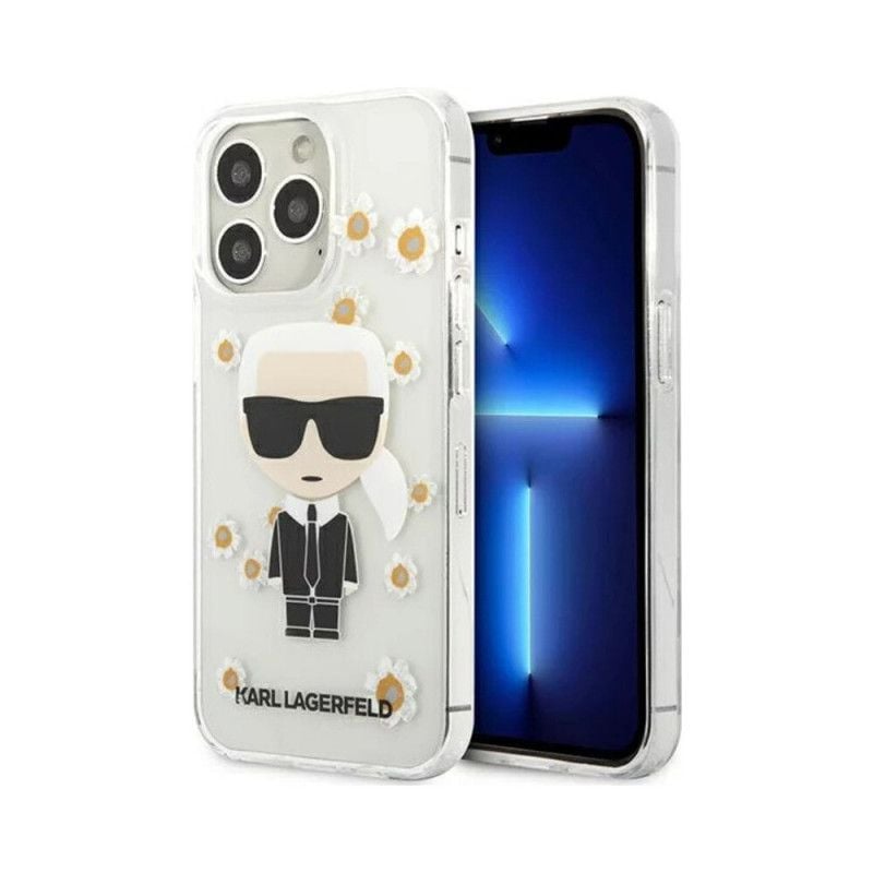 Husa Karl Lagerfeld Ikonik Flower, Compatibila cu iPhone 13 Pro, Silicon, Transparent Engros