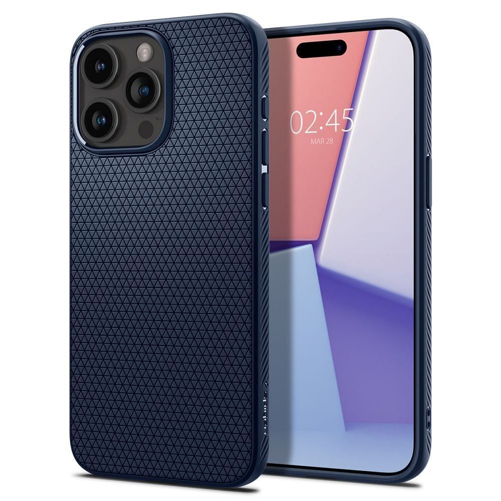 Husa  Spigen Compatibila cu iPhone 15 Pro, Airbaguri laterale, Liquid Air, Bleumarin Engros