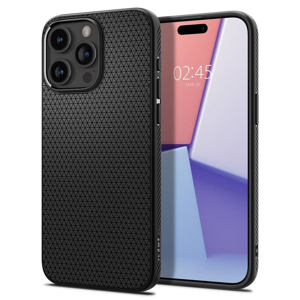 Husa  Spigen Compatibila cu iPhone 15 Pro Max, Airbaguri laterale, Liquid Air, Negru Engros