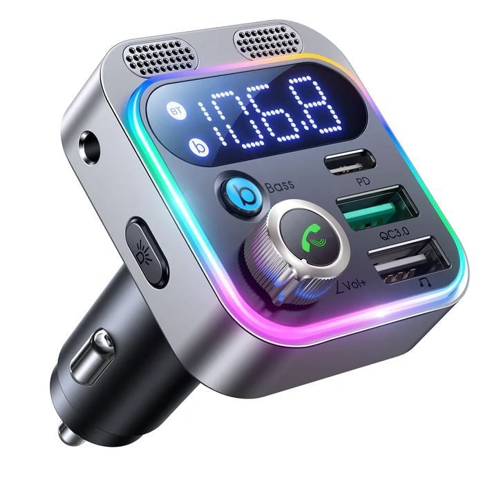 Incarcator auto cu Modulator FM, Joyroom JR-CL16, BT 5.3, 1 x USB si 1 x type-C, Butoane control, Negru Engros