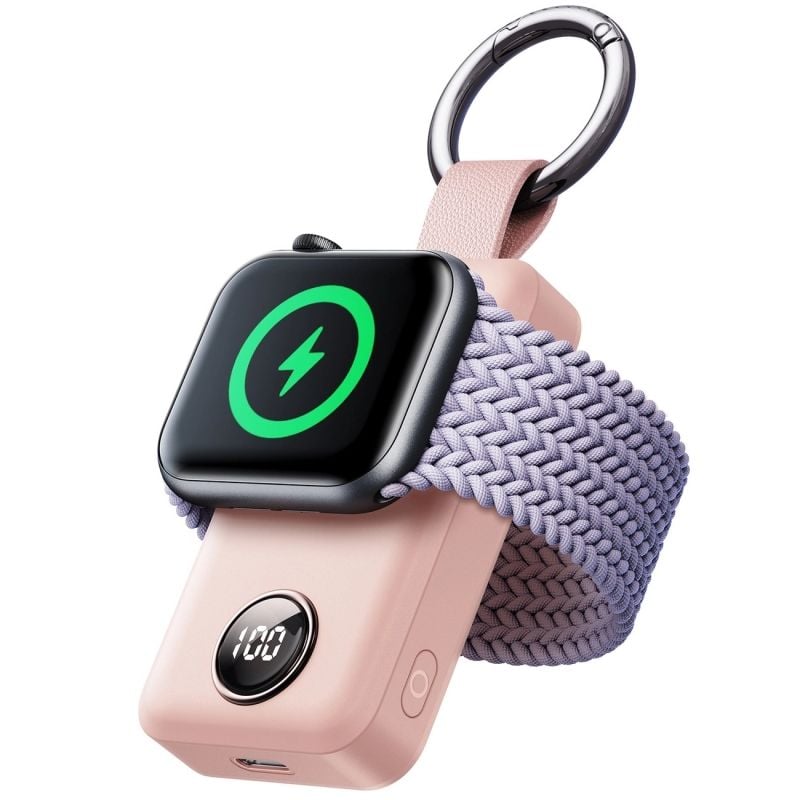 Incarcator portabil Breloc, pentru Apple Watch, Joyroom JR-WQW01, Mini power bank, Roz Engros