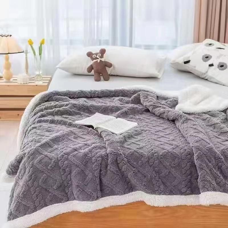 Patura cocolino cu blăniță model tricotat 200x230cm
