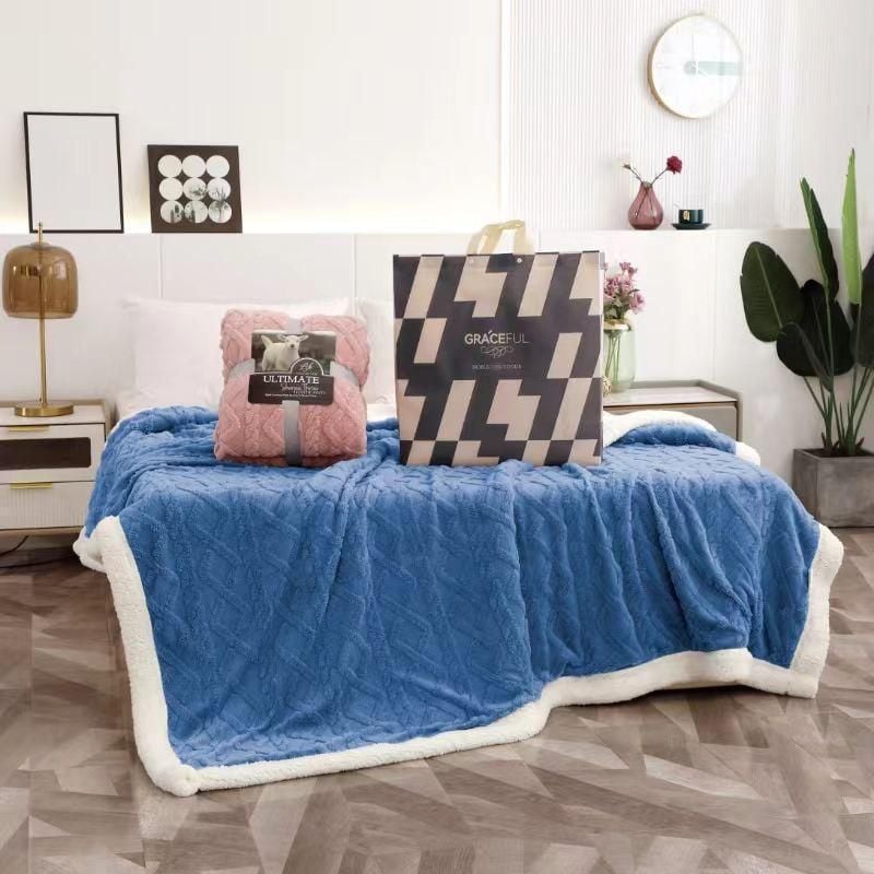 Patura cocolino cu blăniță model tricotat 200x230cm