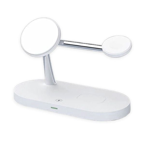 Suport de incarcare 3 in 1, Magsafe, Fast Wireless Charging 15W, Model T268, Alb Engros