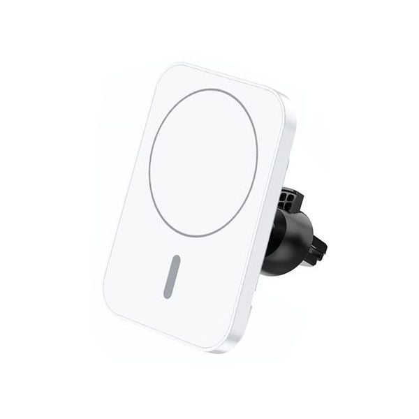 Suport Auto Magnetic, MagSafe, Pentru Grila, Fara incarcare, Rotativ, Alb Engros