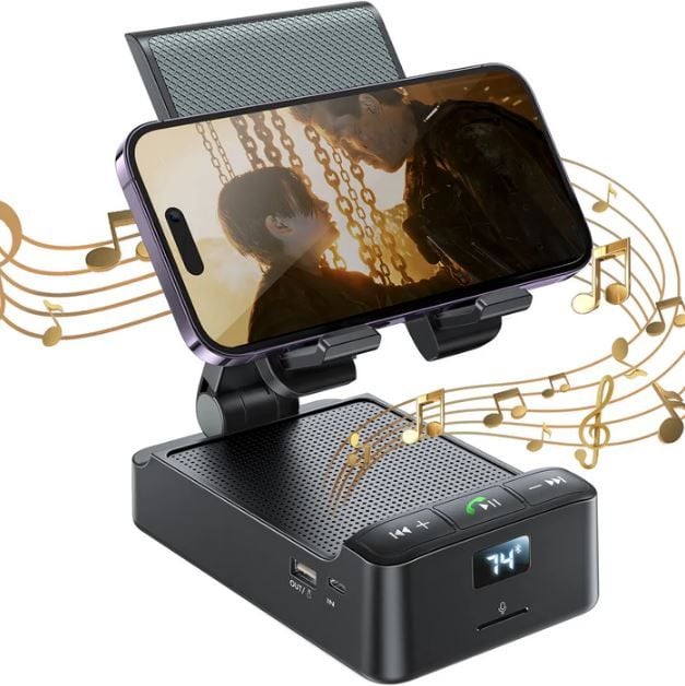 Suport telefon Multifunctional, Statie incarcare si Boxa, Joyroom JR-MH01, 2000mAh, Negru Engros
