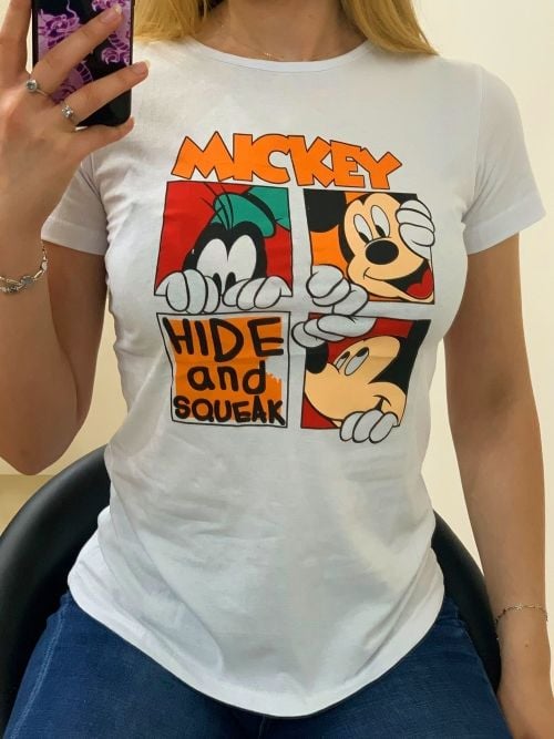 Tricou alb cu imprimeu cod 8676