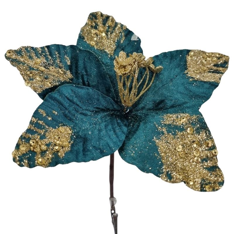 Crăciuniță catifea cu clips, verde, Ø 20 cm, h 25 cm, en-gros