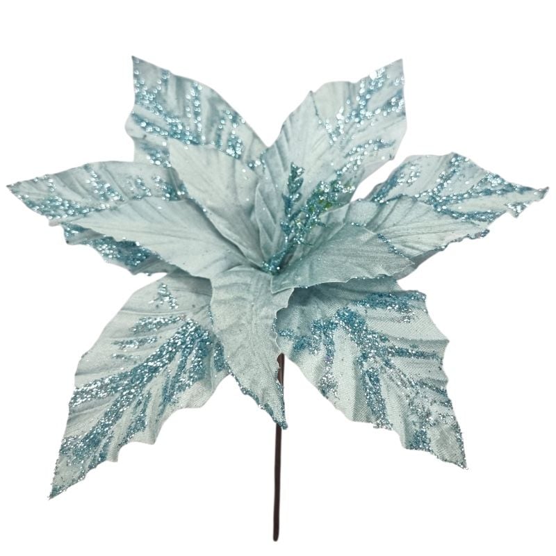 Craciunita catifea cu 12 petale, bleu, d 30 cm,h 36 cm ,en-gros