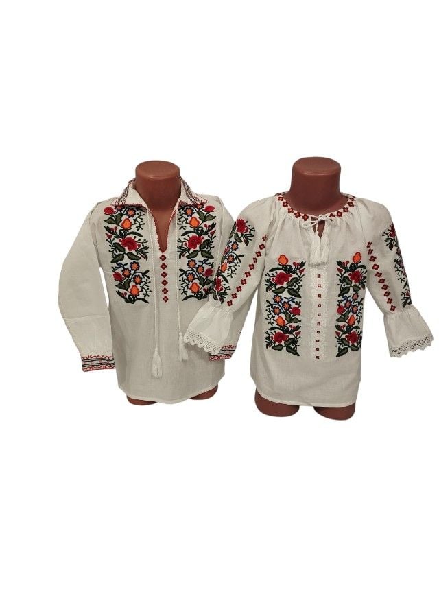 Set ii Engros pentru copii, fata si baiat, model traditional brodat