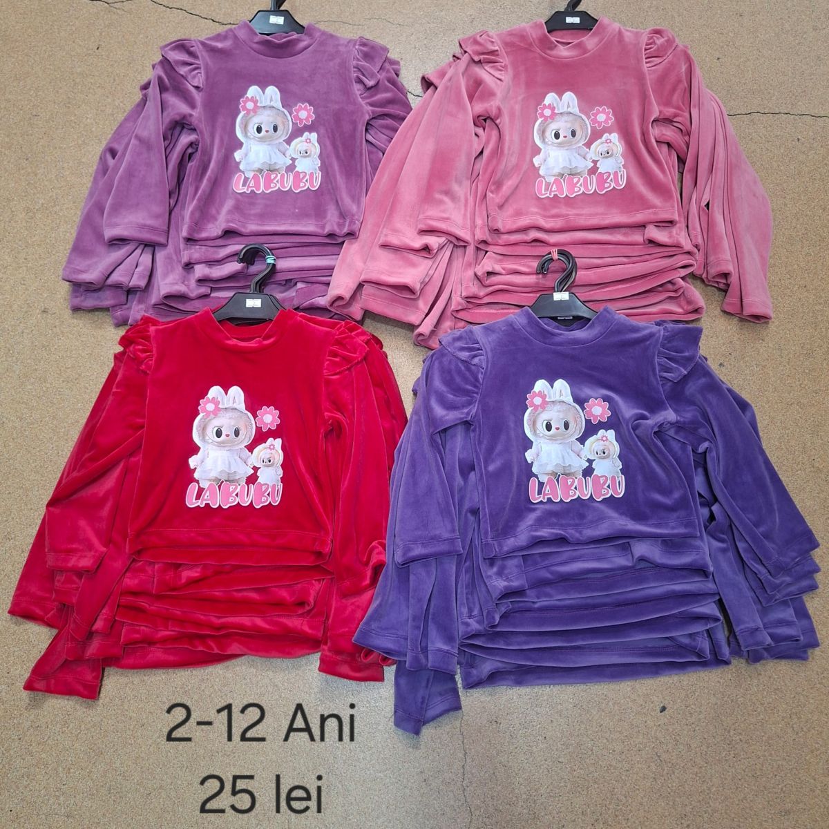 Bluza Engros pentru fete, cu model imprimat, catifea