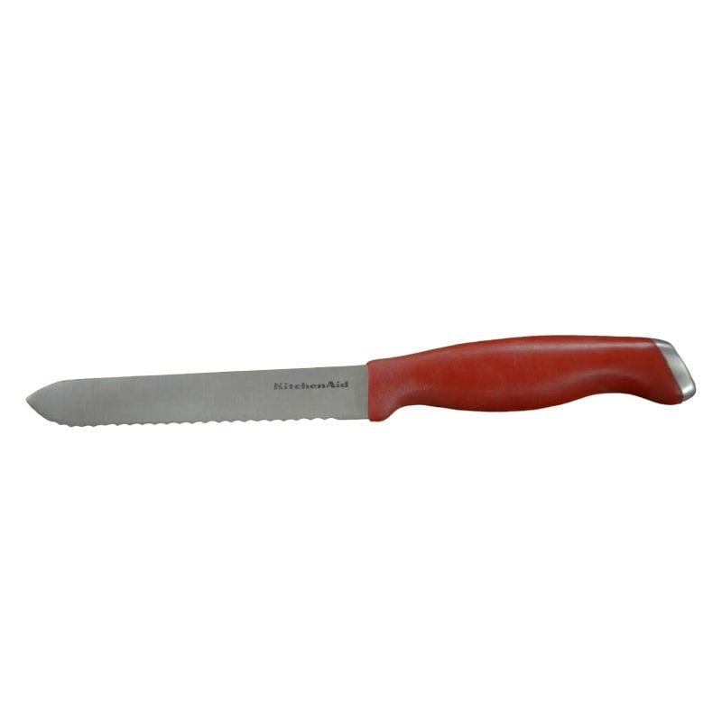 Cuțit de bucătărie cu lamă zimțată și mâner ergonomic roșu,En-gros
