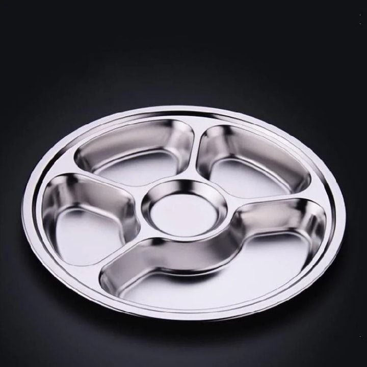 Tavă rotundă din inox cu 5 compartimente,En-gros