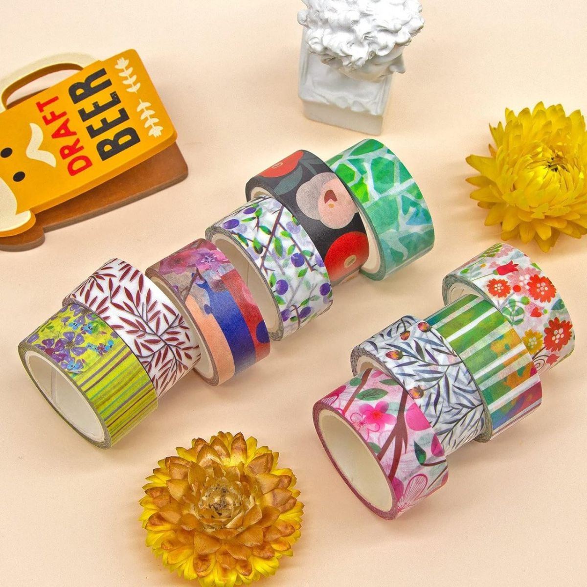 Set benzi decorative Washi Tape – modele variate și colorate,En-gros
