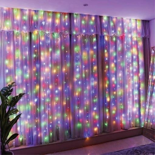 Instalație LED Perdea Engros , 3m , Franjuri 1m , culoare multicolor , Utilizare Interior și Exterior , Interconectabila