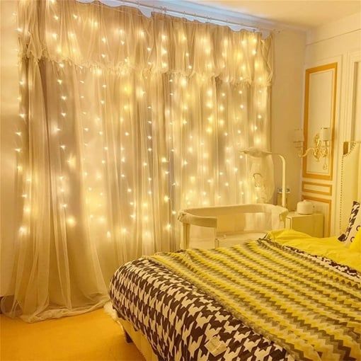 Instalație LED Perdea Engros , 6m , Franjuri 1m , culoare alb cald , Utilizare Interior și Exterior , Interconectabila