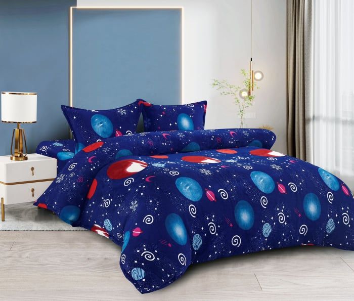 Lenjeri Cocolino En-Gros, Albastru, pentru Pat Dublu, 200x230cm, cu 2 Fete de Perna Incluse