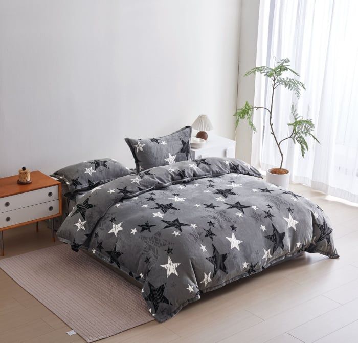 Lenjeri Cocolino En-Gros, Gri inchis, pentru Pat Dublu, 200x230cm, cu 2 Fete de Perna Incluse