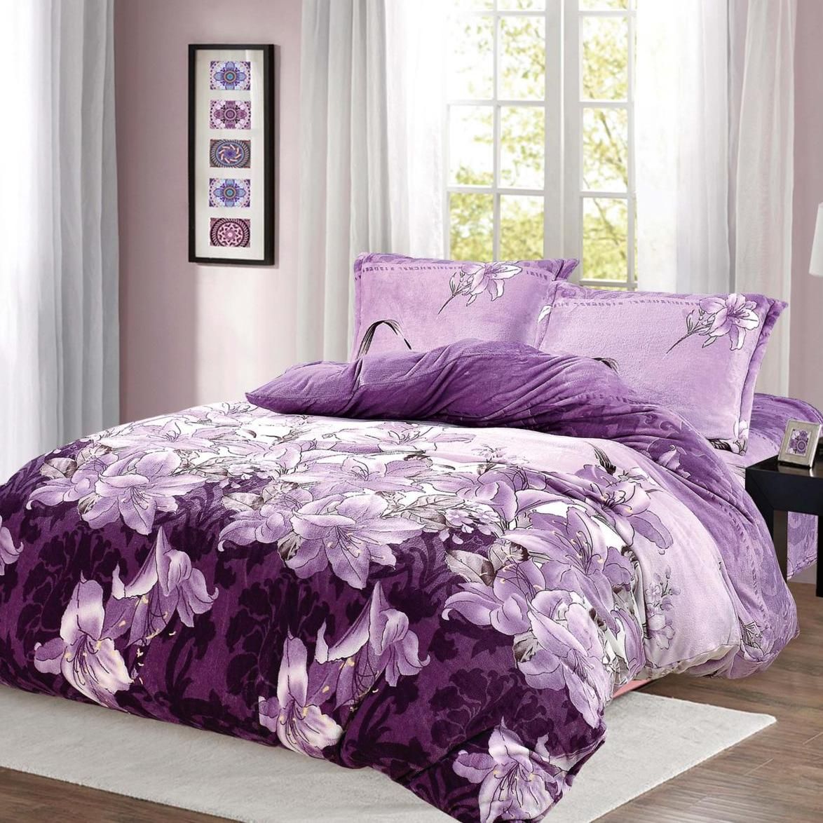Lenjerii Cocolino En-Gros, Mov, pentru Pat Dublu, 200x230cm, cu 2 Fete de Perna Incluse