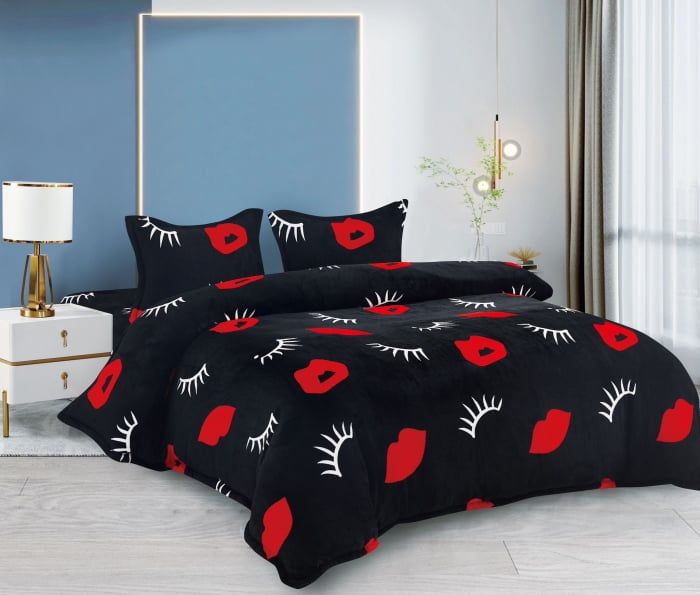 Lenjerii Cocolino En-Gros, Negru, pentru Pat Dublu, 200x230cm, cu 2 Fete de Perna Incluse