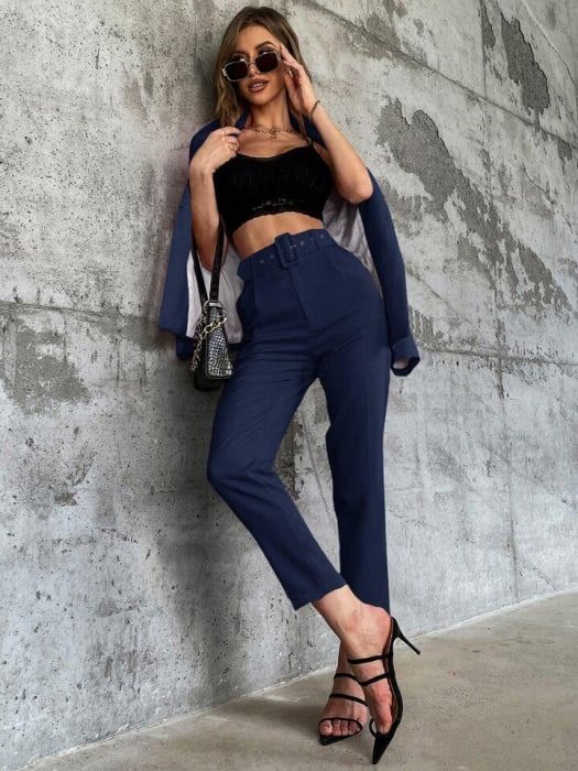 Pantaloni office cu curea, en-gross