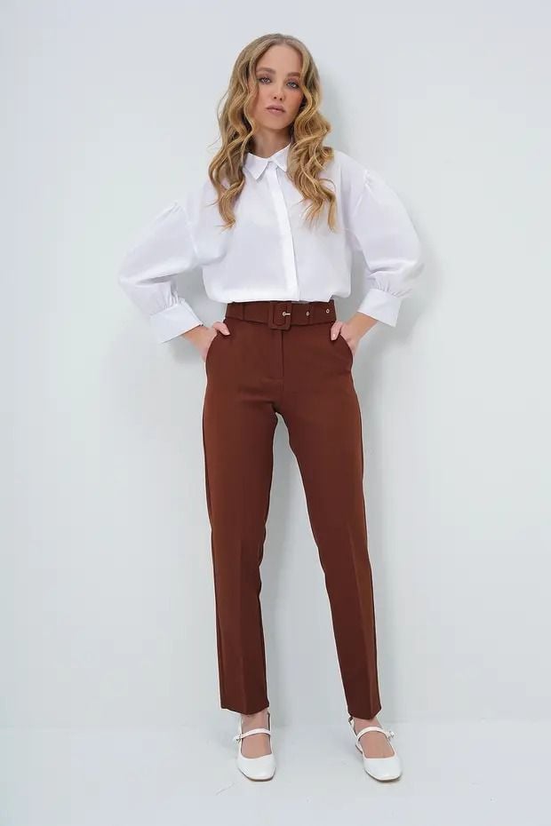 Pantaloni office cu curea, en-gross