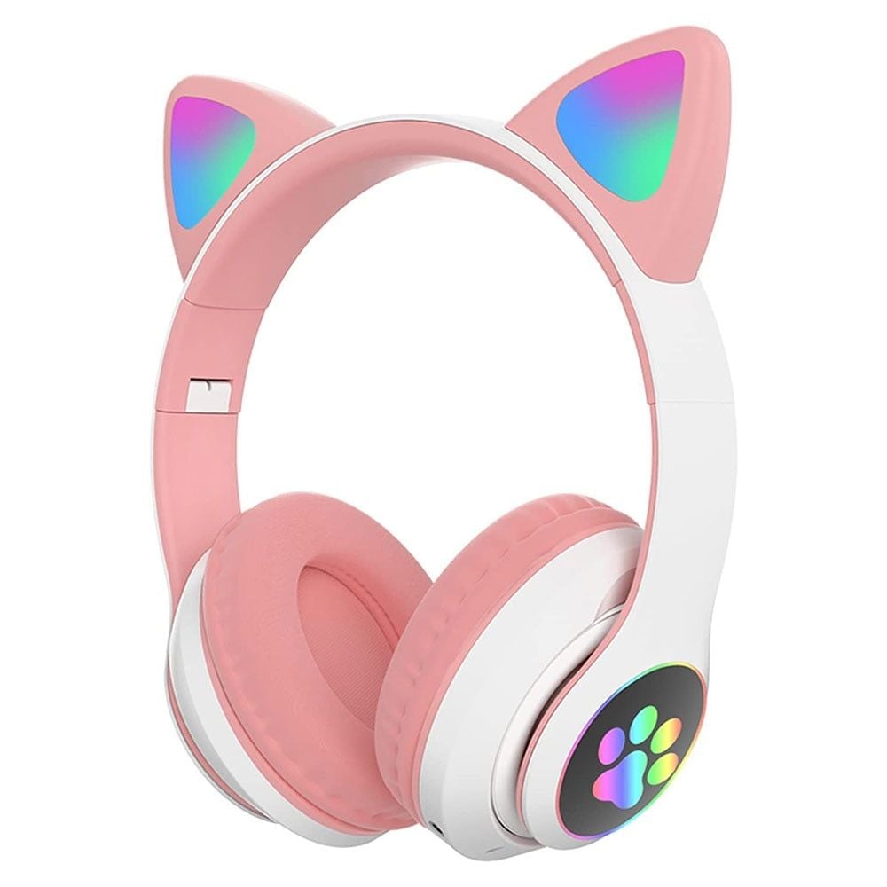 Casti Wireless pisica engross Pliabile, Urechi de Pisica, Bluetooth 5.0, Handsfree, HiFi, Bass Stereo, LED, TF, Roz / Albastru / Negru / Turcoaz