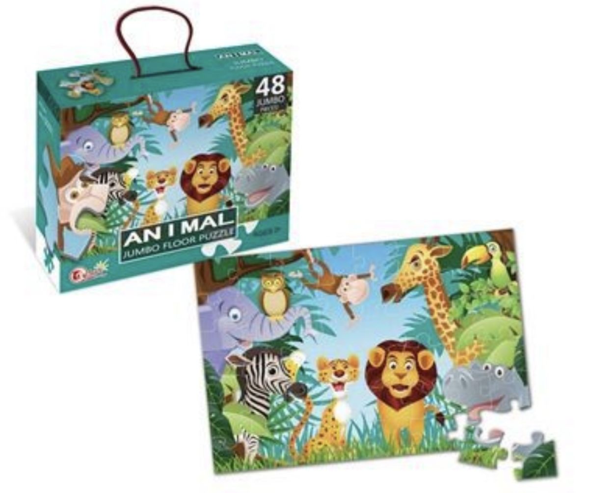 Puzzle Jumbo Animale din Junglă Engros– 48 Piese Mari – Joc de Podea pentru Copii