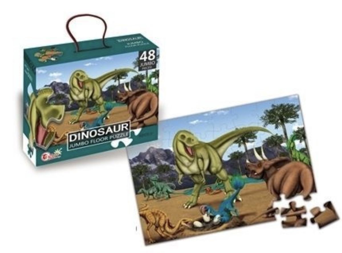 Puzzle Jumbo Dinozauri – 48 Piese Mari Engros– Joc de Podea Educațional pentru Copii