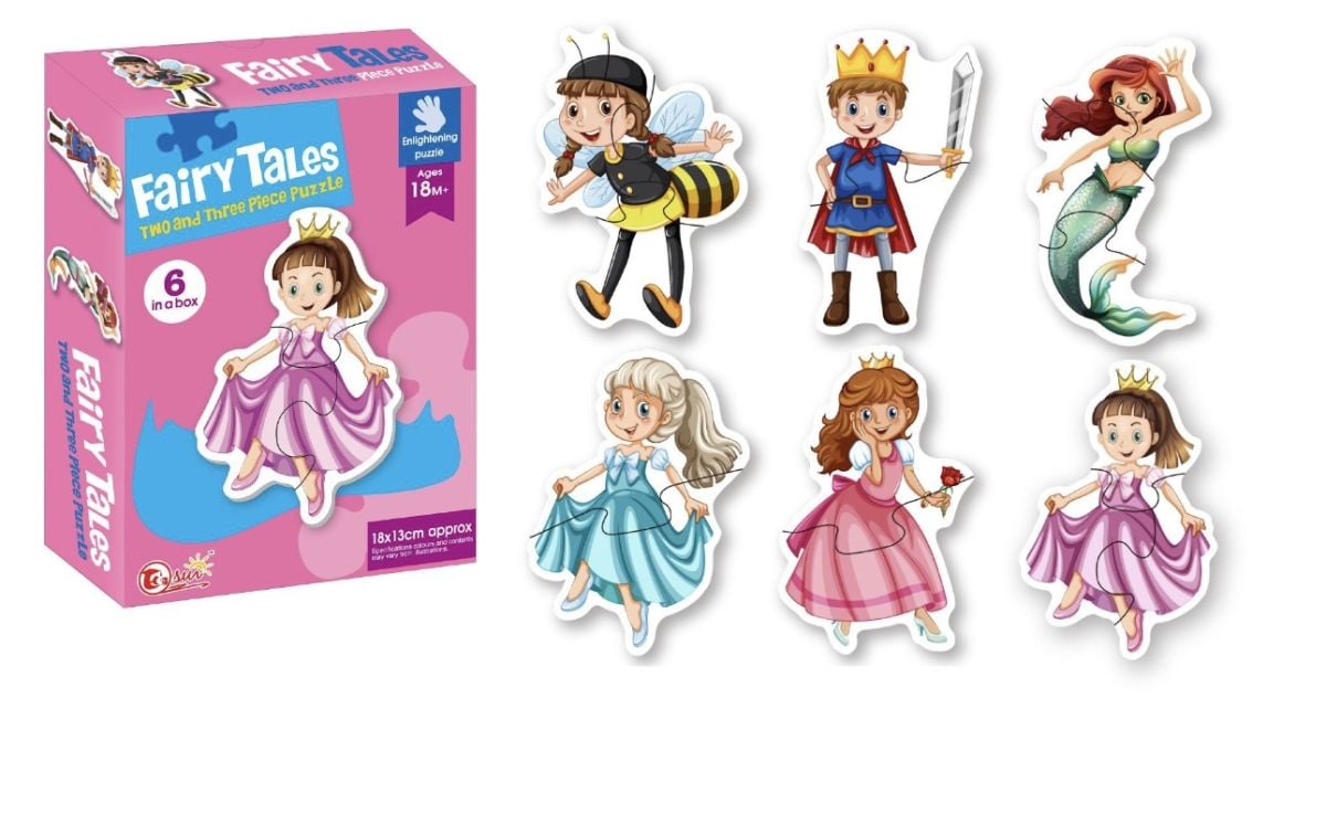 Puzzle Educațional 6 Mini Puzzle-uri Engros– Personaje de Basm – 2-3 Piese Mari– 18x13 cm