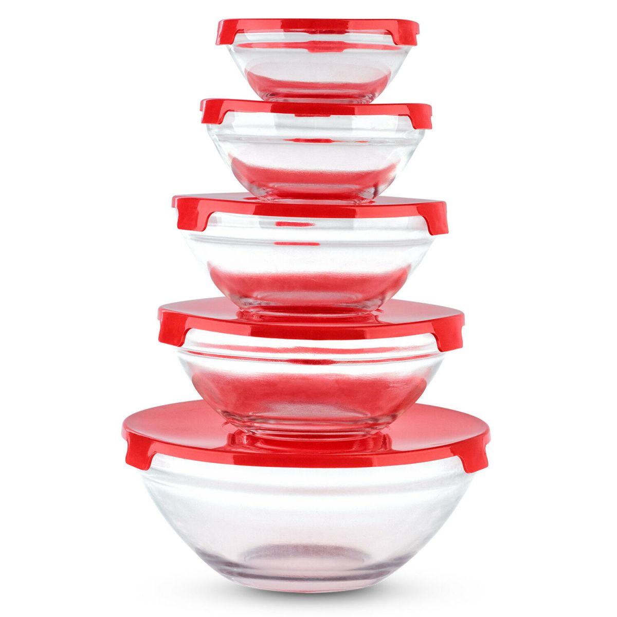 Set caserole sticla cu capac 5/set 130ml-1000ml engros