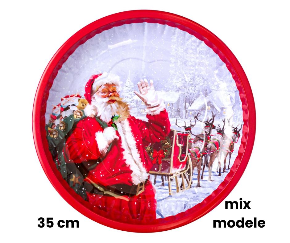 ​Tava decor plastic Crăciun engros 35cm, mix modele