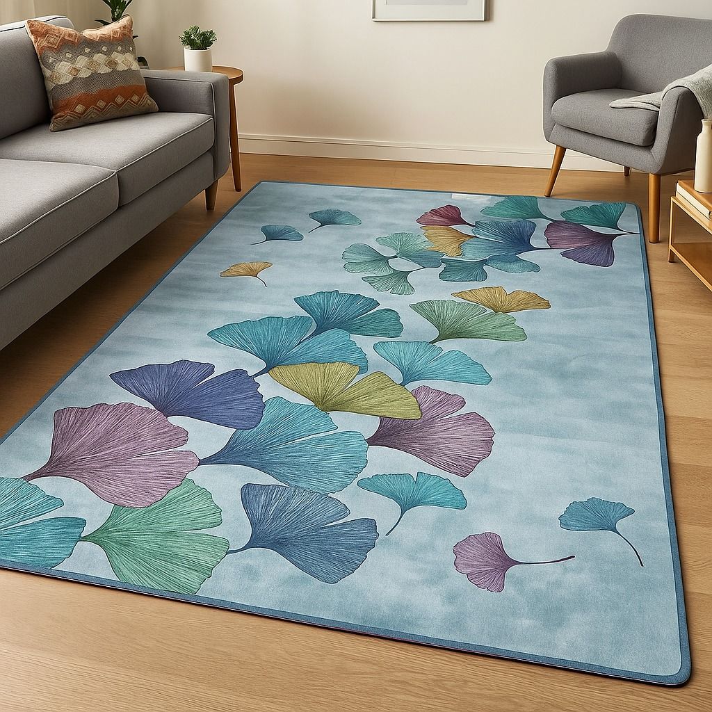 Covoare Antiderapante En-Gros, Albastru Deschis, Model 3D, 150x200cm, Perfecte pentru Orice tip De Incapere