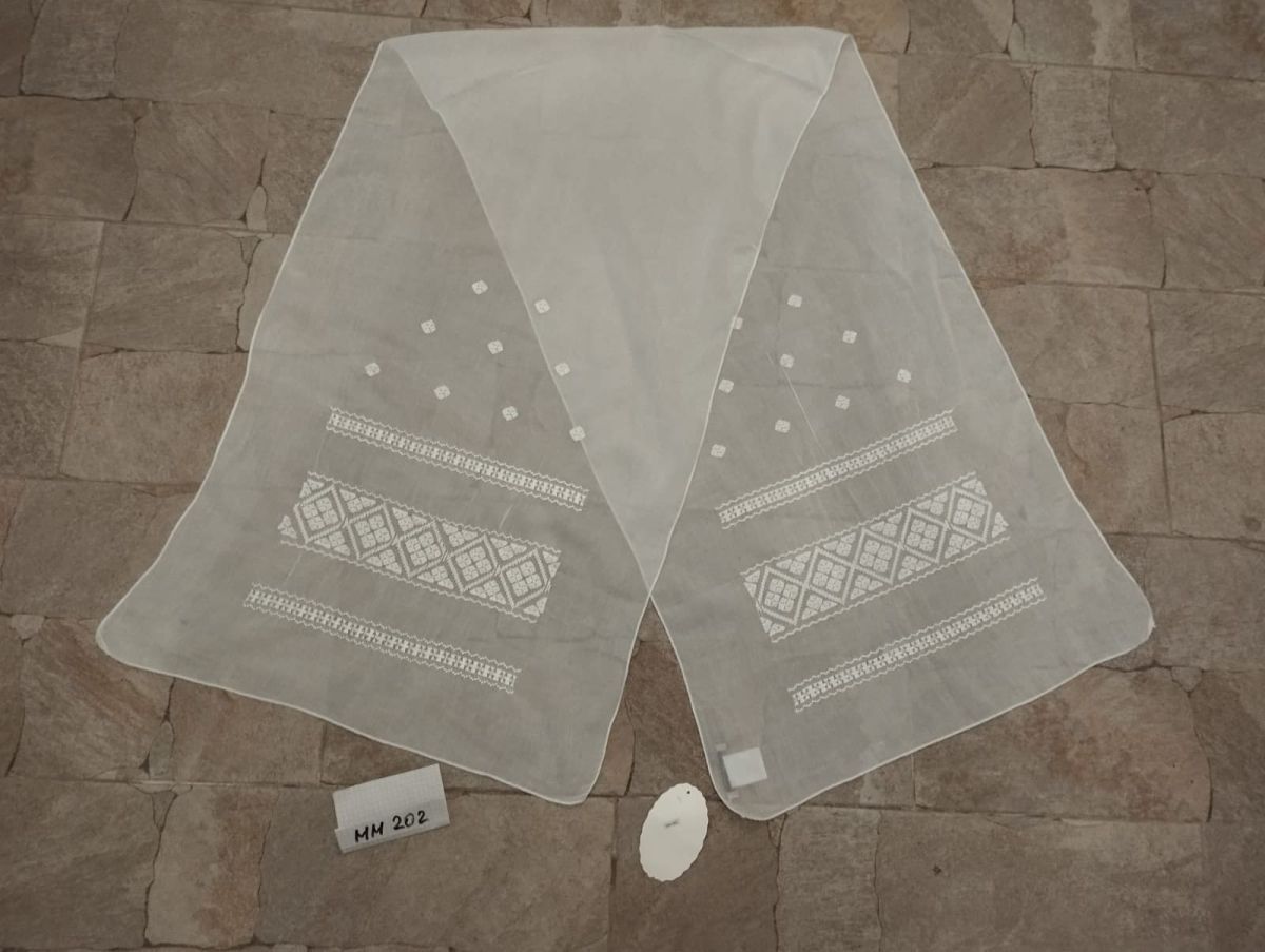Esarfe/naframe, din bumbac pentru femei, 190/50cm, material alb, broderie alb