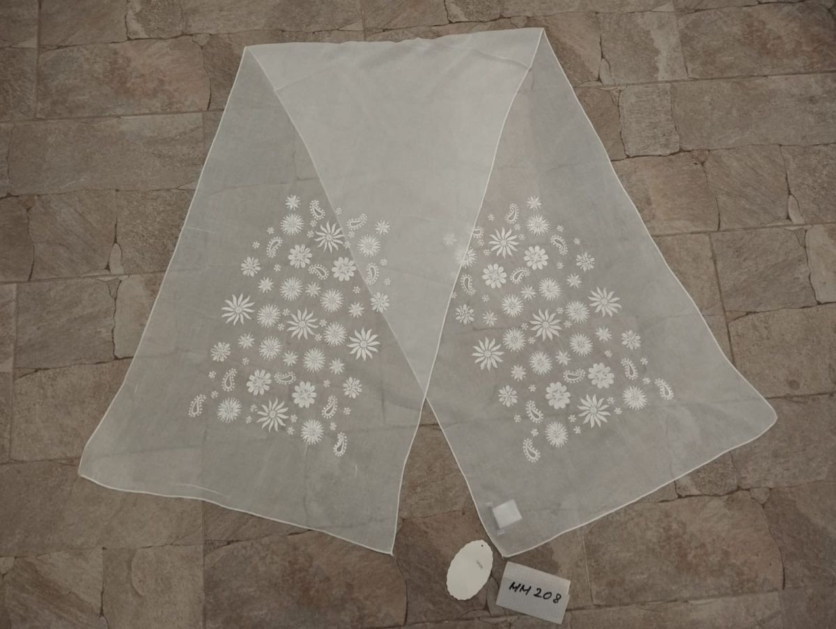 Esarfe/naframe, din bumbac pentru femei, 190/50 cm, material alb, broderie alb