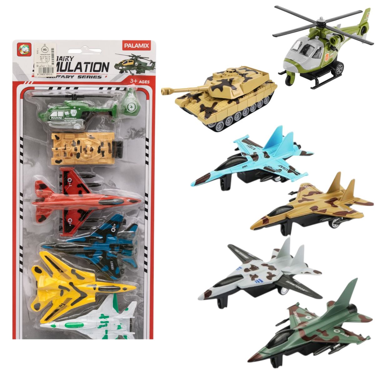 Jucării Militare 6 piese 11cm cu Avioane, Tanc și Elicopter, Diferite Modele Engros