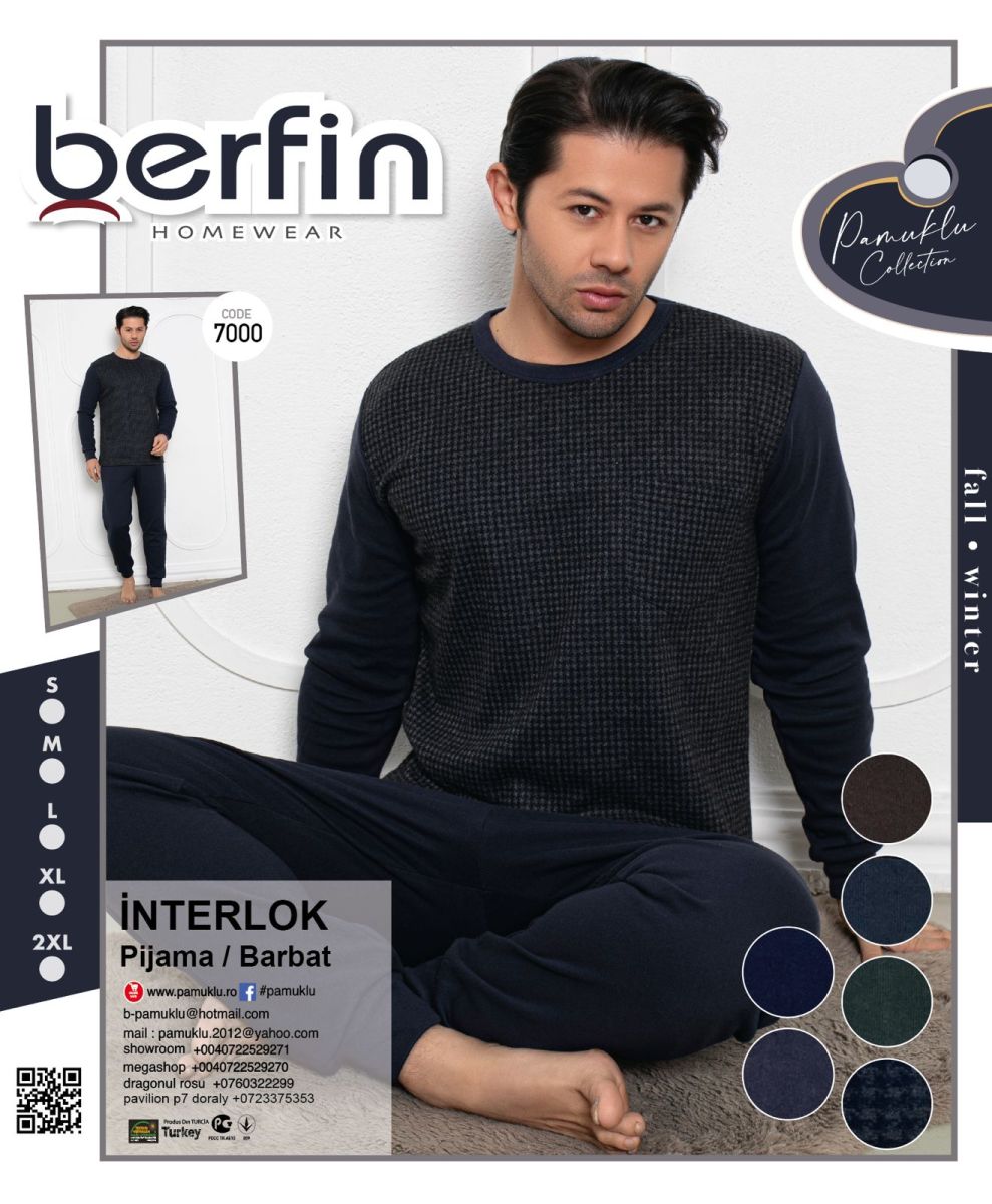 Pijama Barbati Berfin Interlok 7000 Engros