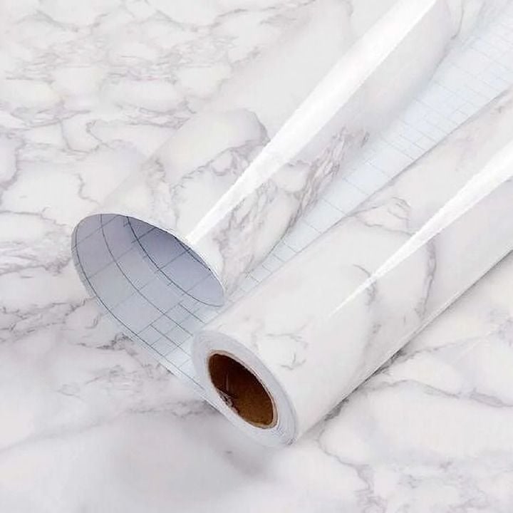 Tapet autocolant marmura, engross, 60cm x 3m, rezistent la apa si ulei, textura realista, gri-alb,Hartie adeziva pentru mobila