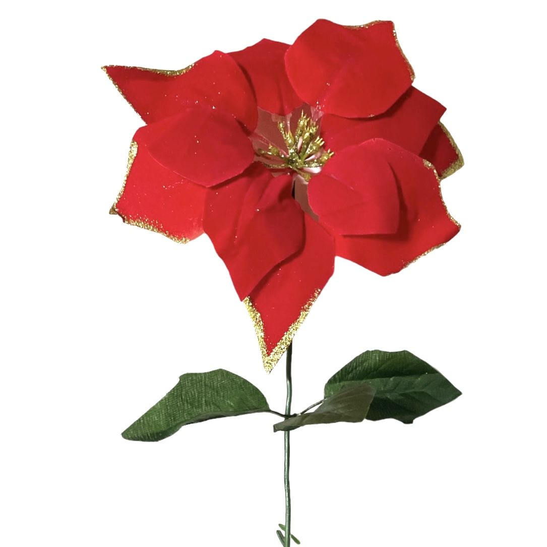 Floarea Crăciunului artificială cu sclipici,engros,56cm