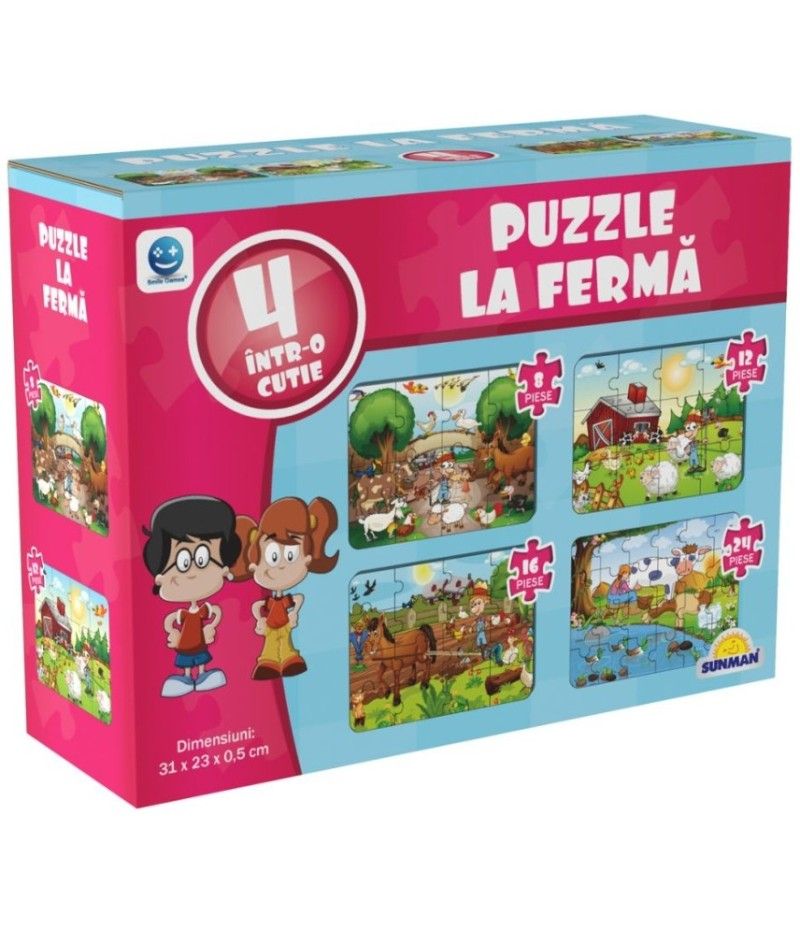 Puzzle Engros 4 in 1 animale de la ferma , smile games 24 de piese